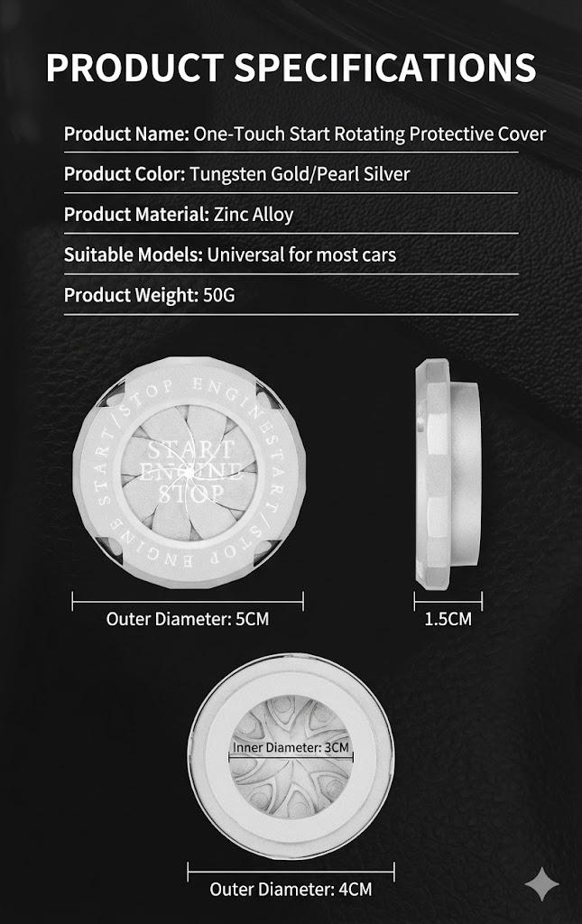 Naruto Style Car Engine Start Button Cover for Vehicles & Motorcycles Full Alloy Protective Design Enhanced Interior Style Sporty Touch