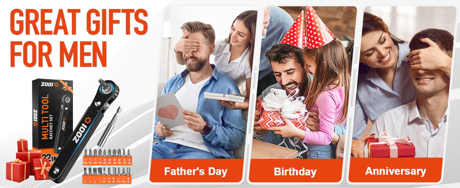 [1 Order=1 Free]Gifts for Men 22 in 1 Multifunction Screwdriver, 90 Degree Right Ratchet Screwdriver Set, Ratcheting Pocket Screwdriver Gifts for Men, Household Repair Tool Kit for Furniture, Father's Day& Birthday Gifts for Men Dad
