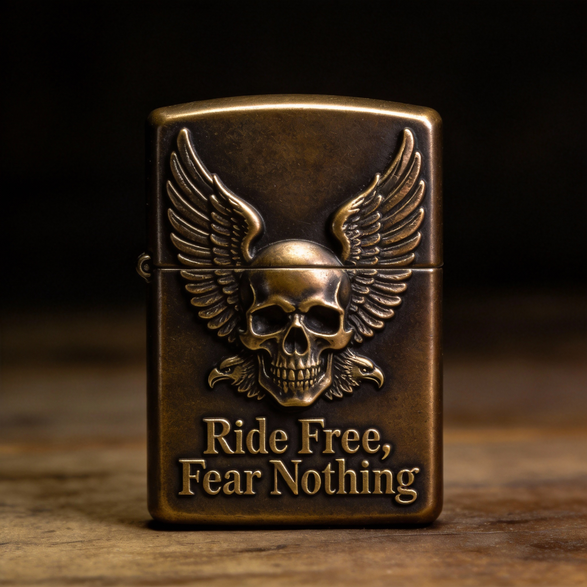 Freedom Wings: "Ride Free, Fear Nothing" Brass Piece