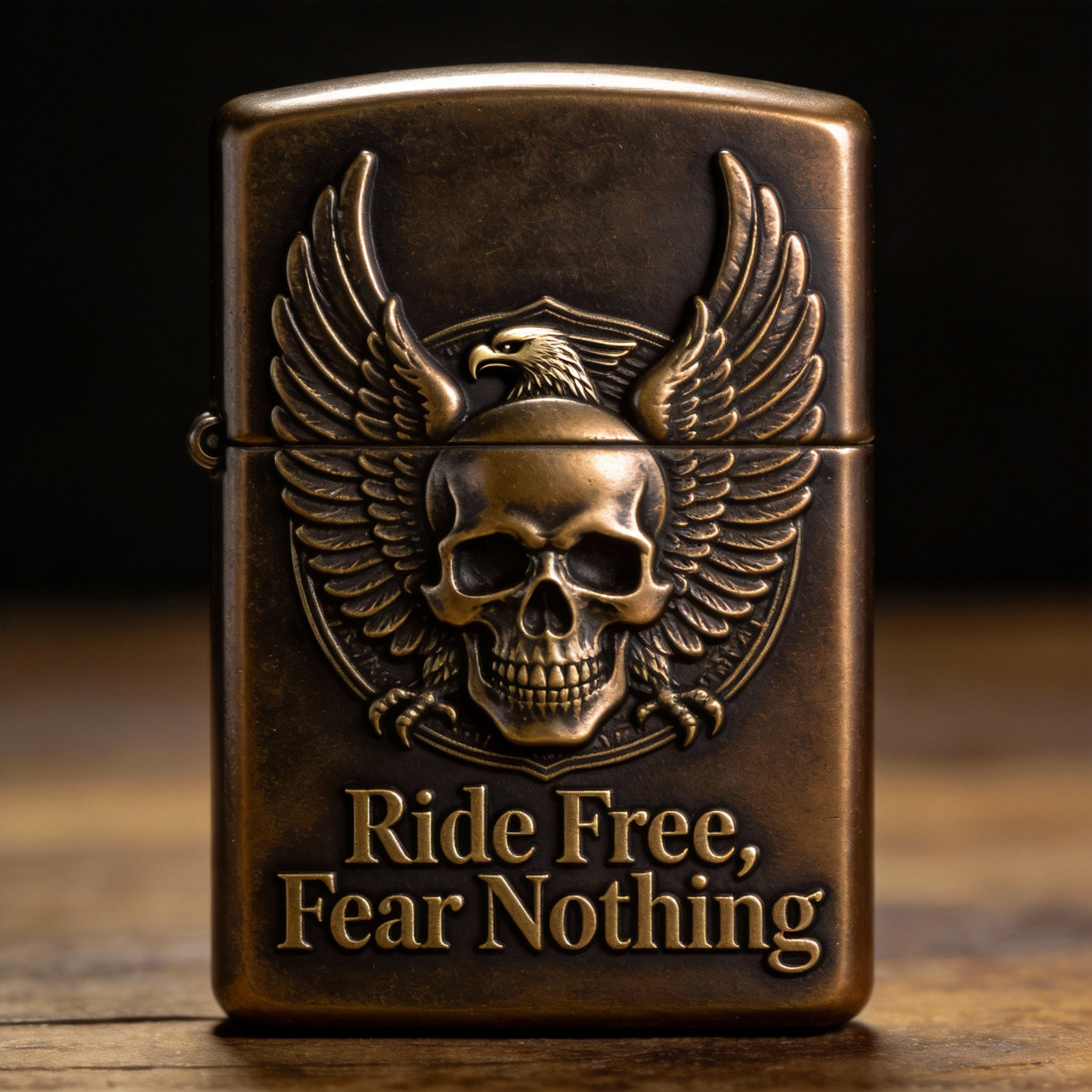 Freedom Wings: "Ride Free, Fear Nothing" Brass Piece