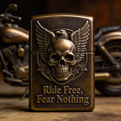 Freedom Wings: "Ride Free, Fear Nothing" Brass Piece