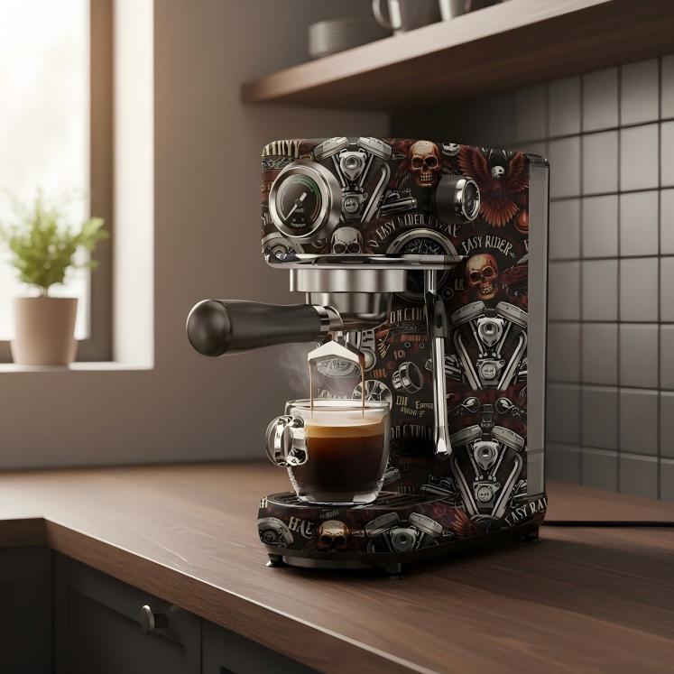 Gothic Skull Pattern Espresso Machine
