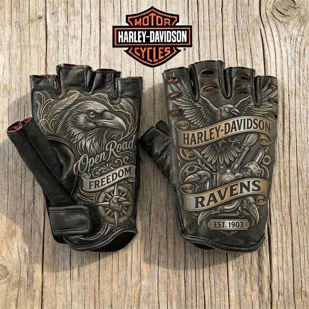 Vintage Biker Half Gloves for Motorcycle Enthusiasts