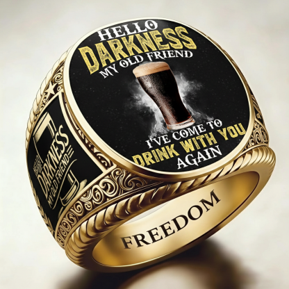 Humorous Gothic Hello Darkness Beer Drinking Grim Reaper Ring