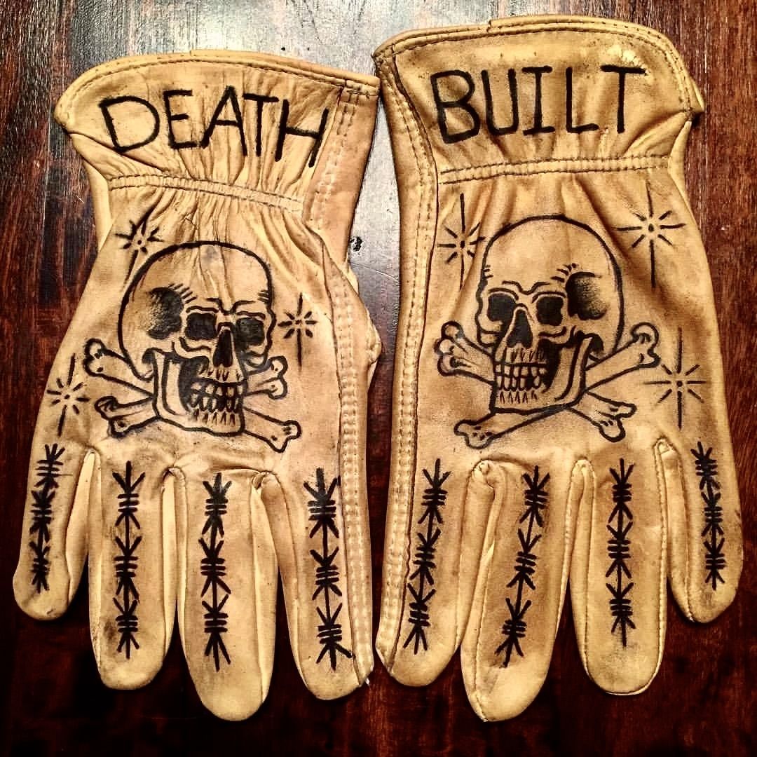 Vintage Style Pattern Motorcycle Riding Gloves