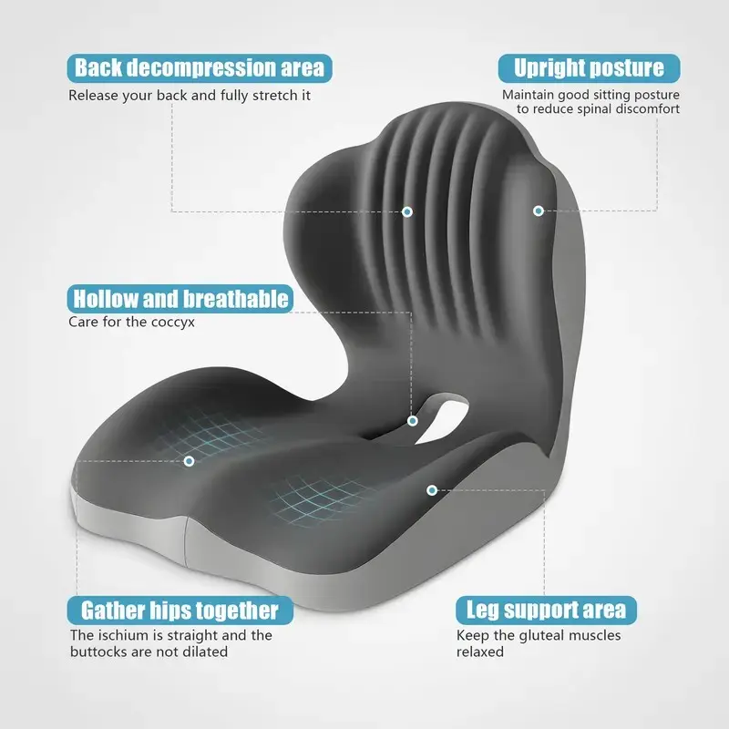 Ergonomic Memory Foam Seat Cushion with Lumbar & Back Support, Relieves Back Pain, Reduces Pressure, Ideal for Office Chairs, Stools, and Car Seats, Perfect Gift for Parents & Friends, The Most Thoughtful Gift
