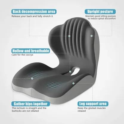 Ergonomic Memory Foam Seat Cushion with Lumbar & Back Support, Relieves Back Pain, Reduces Pressure, Ideal for Office Chairs, Stools, and Car Seats, Perfect Gift for Parents & Friends, The Most Thoughtful Gift