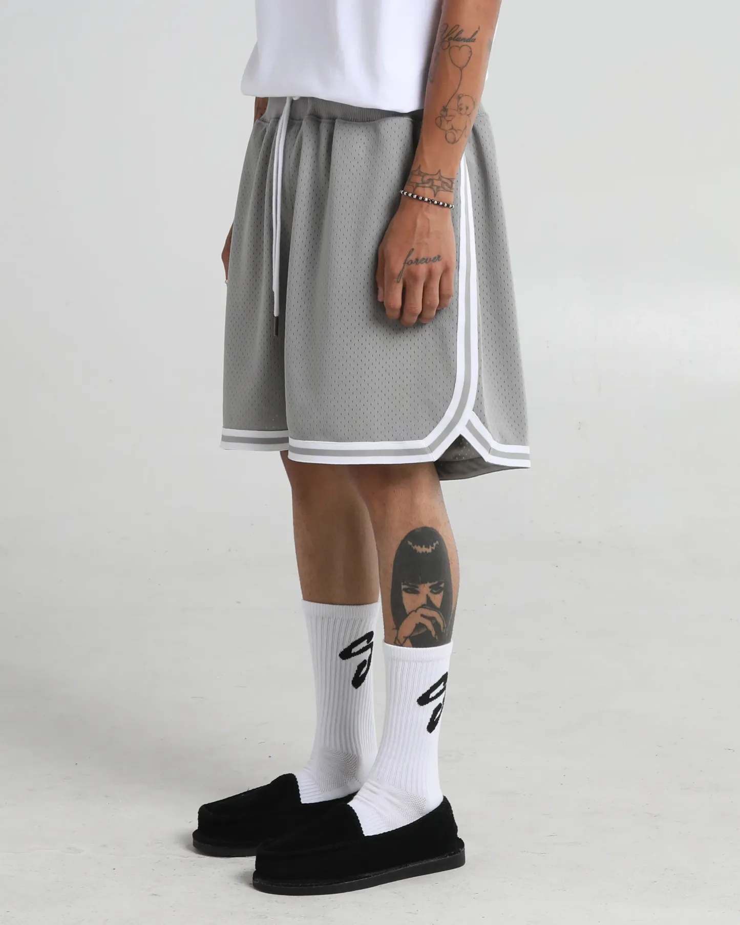 SHAKA WEAR Retro Basketball Shorts - Black & White Tonal Ribbing, 3 Pockets, Wide Leg Opening, True to Size Fit