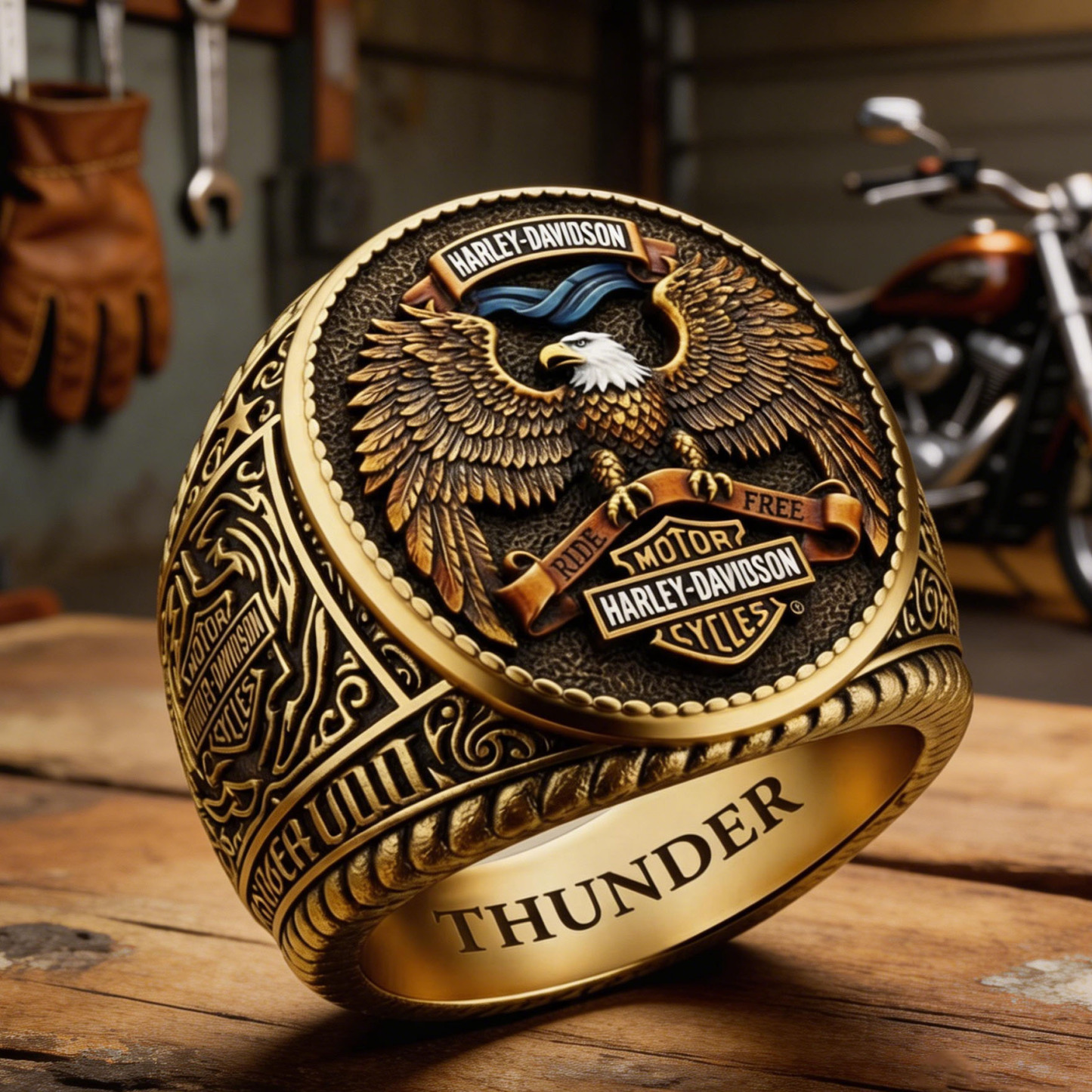 Classic American Motorcycle Style Vintage Biker Ring