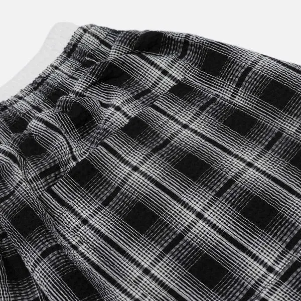 Aelfric Eden Baggy Plaid  Barrel Double Waist Sweatpants Unisex Drawstring Elastic Waist Joggers  Y2K Streetwear Loose Fit Vintage Joggers