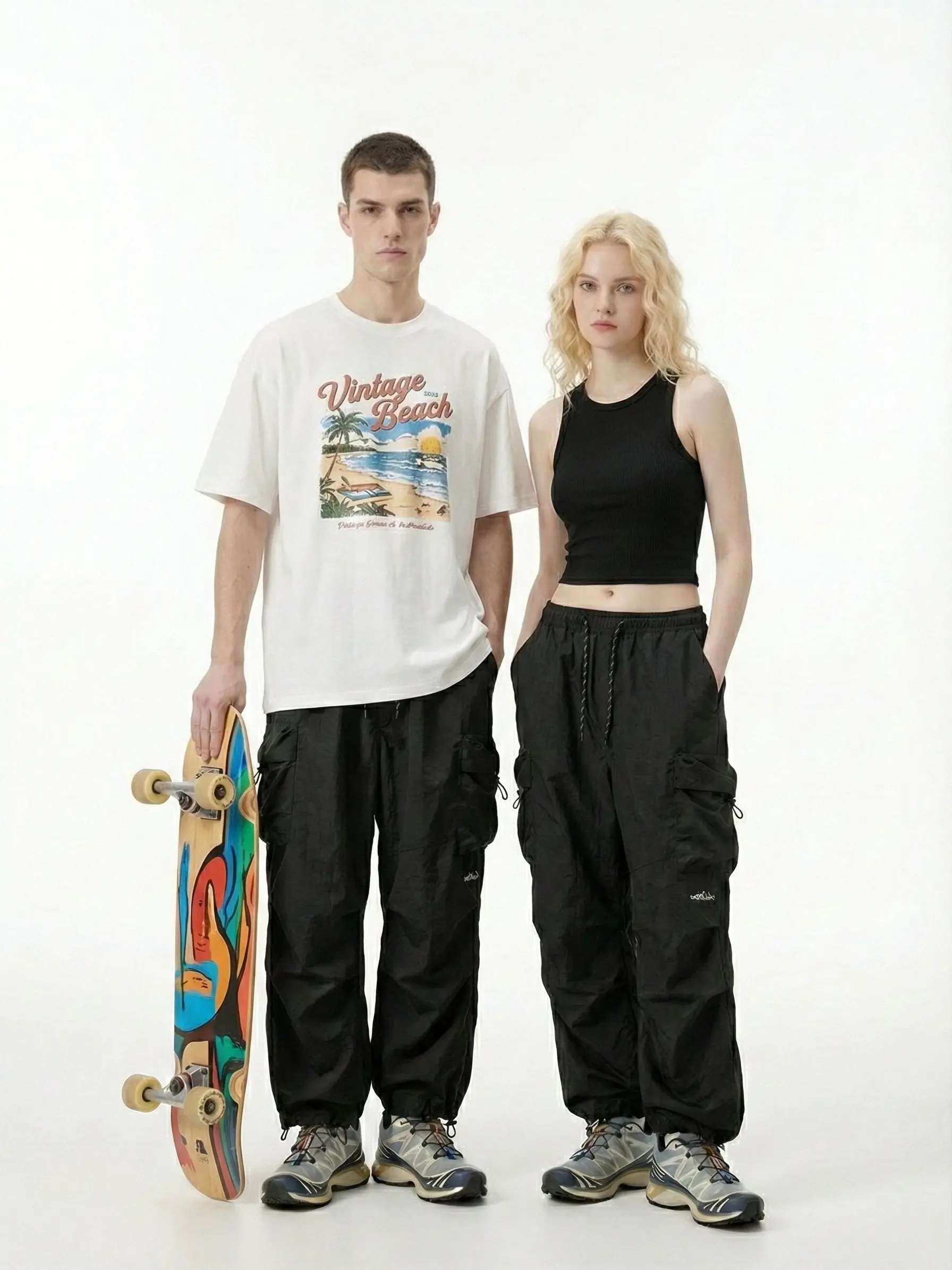 Urban Tech "Parachute" Baggy Cargos: Lightweight Water-Resistant Trousers for the Ultimate Streetwear Silhouette 🛸