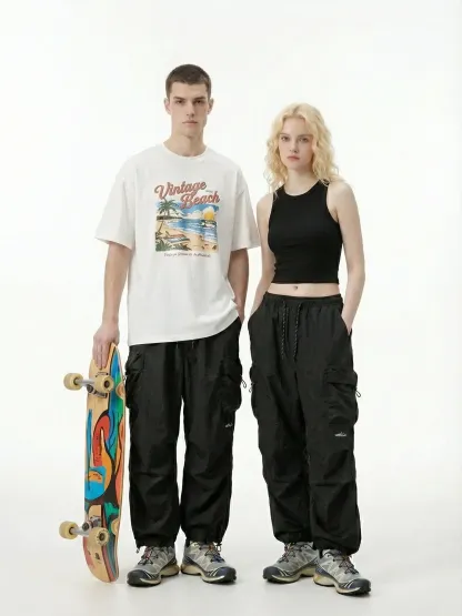 Urban Tech "Parachute" Baggy Cargos: Lightweight Water-Resistant Trousers for the Ultimate Streetwear Silhouette 🛸