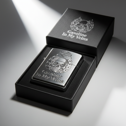 Gasoline Veins: Brushed Chrome High-Octane Skull