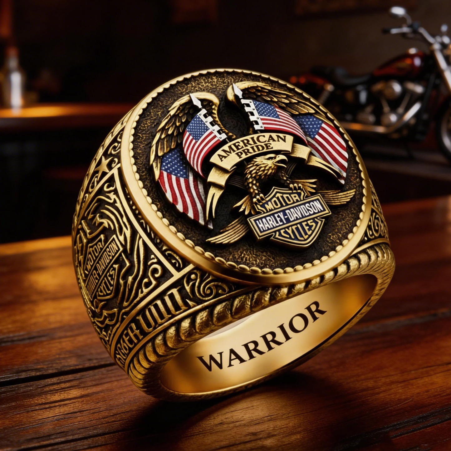 Classic American Motorcycle Style Vintage Biker Ring