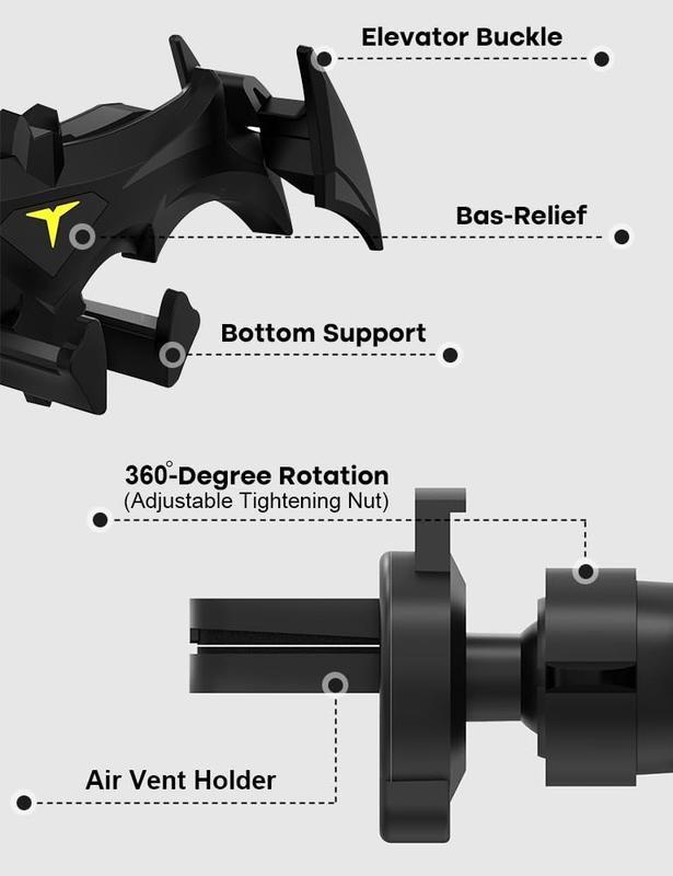 Dark Knight Car Phone Holder: Batwing Design, Universal Air Vent Mount for Smartphones