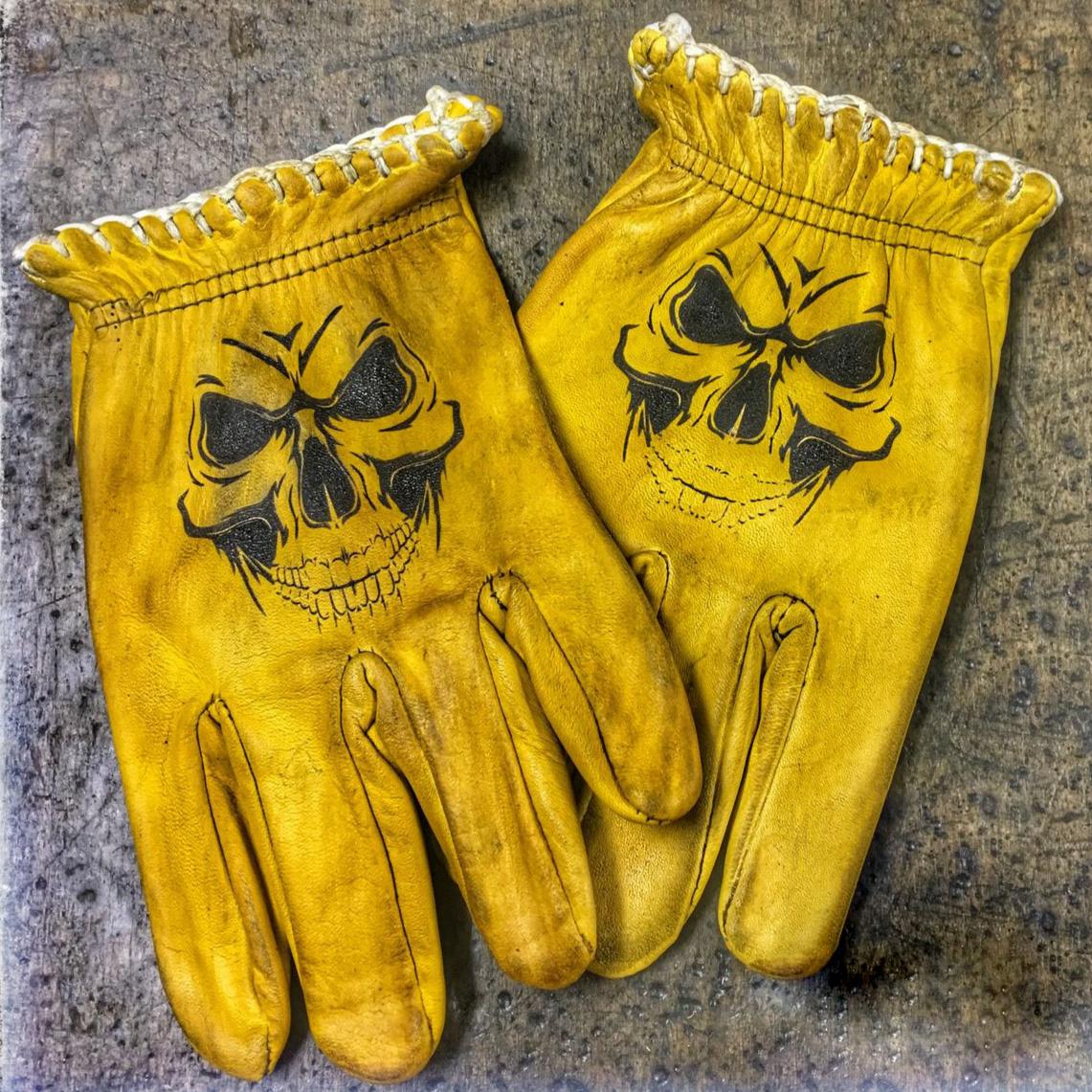 Vintage Style Pattern Motorcycle Riding Gloves