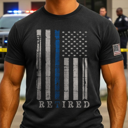 Retired Police Officer Thin Blue Line Flag Retirement
