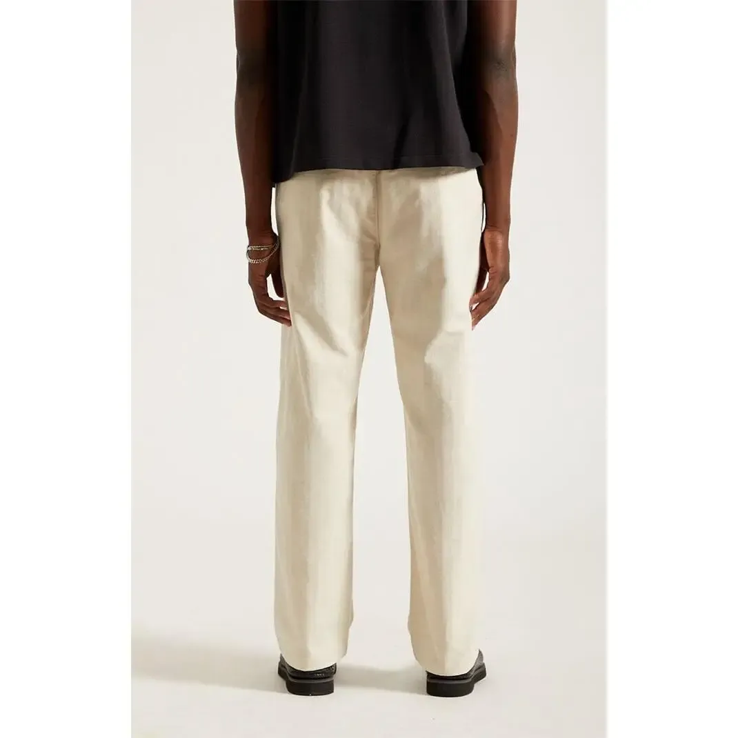 PacSun Coastal Essential Linen Trousers: Breathable Straight-Leg Cut in Iconic Cream ✨