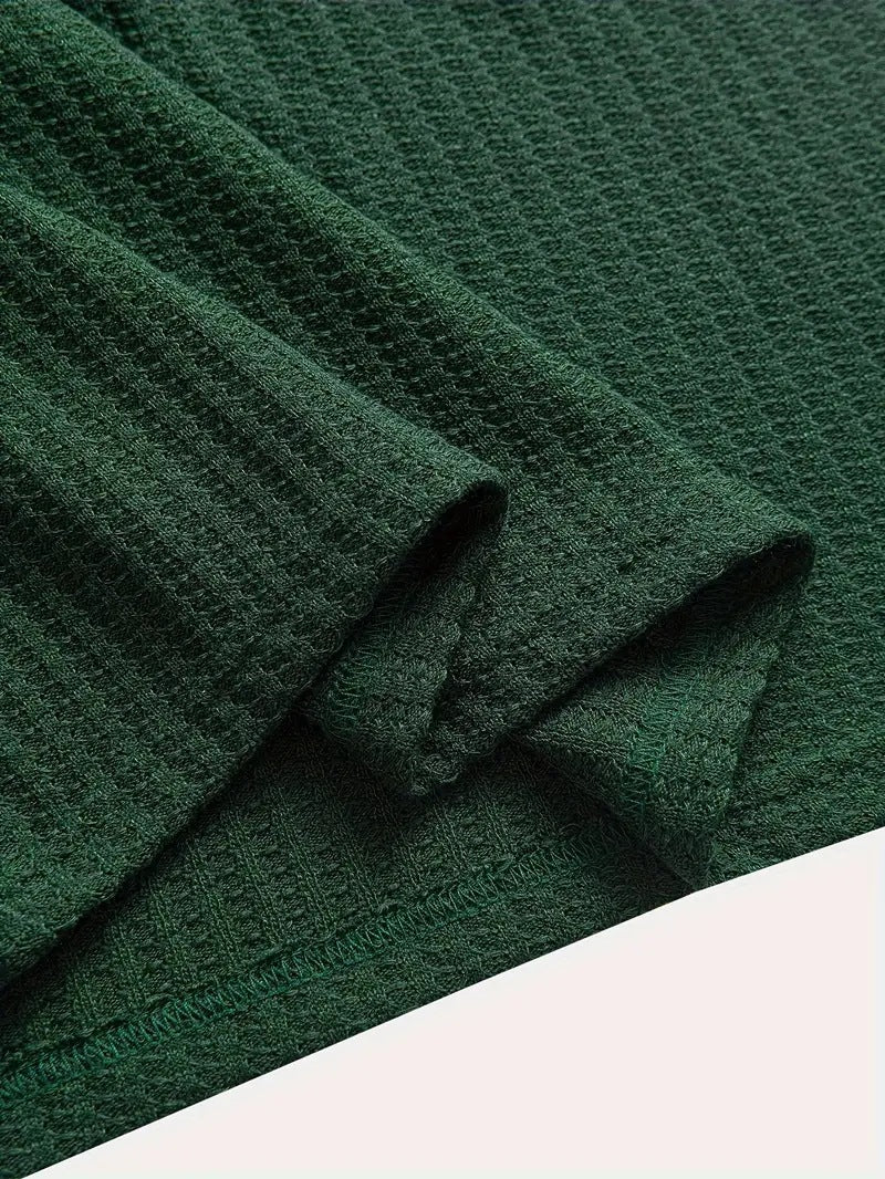 Men's solid color pique knit polo shirt