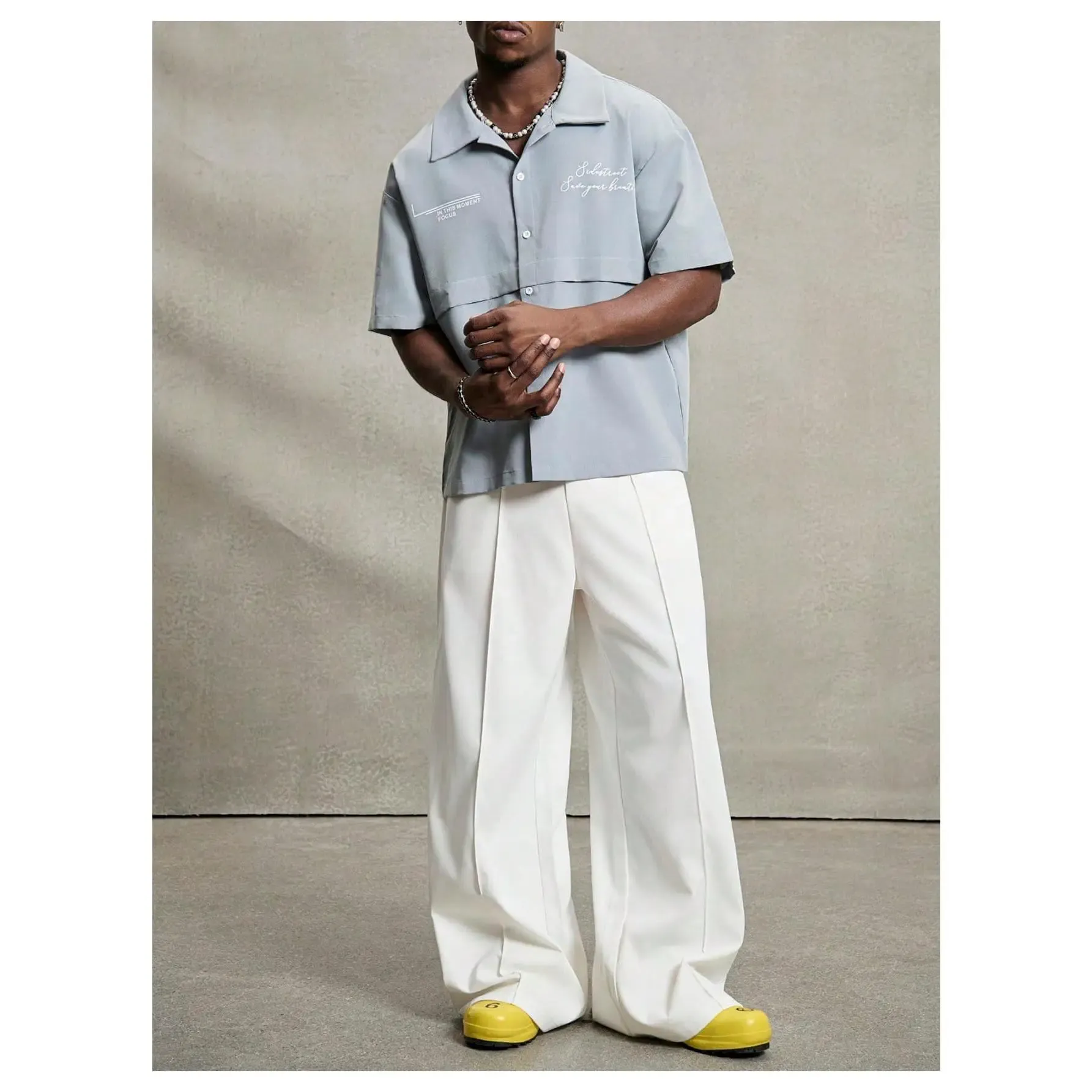 Wide Leg Dress Pants Elegant Baggy Trousers with Pockets