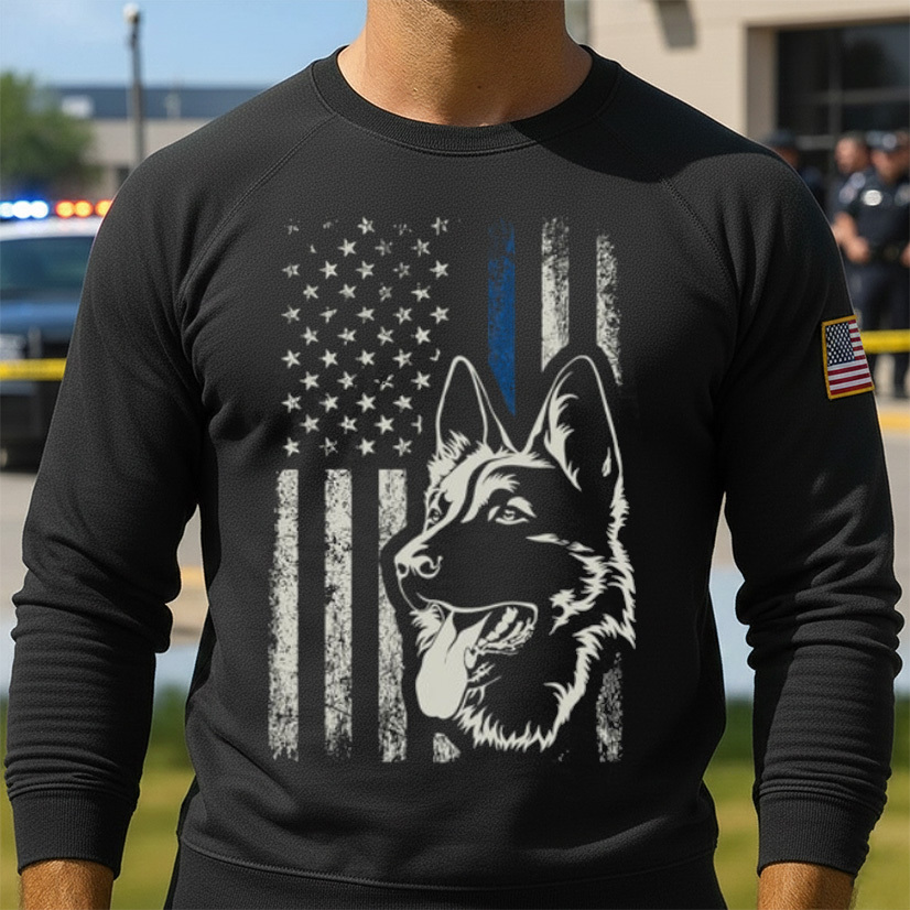 Patriotic German Shepherd K9 Unit Thin Blue Line Police German Shepherd