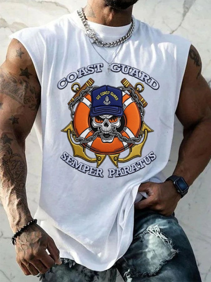 Coast Guard Skull Semper Paratus Sleeveless Tee