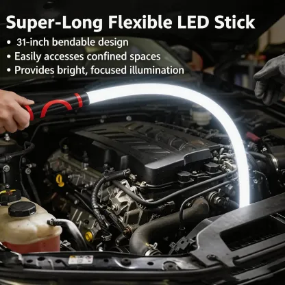Bendable LED Flashlight Stick - 31" Flexible Design, 7-Hour Long Battery Life, High Lumens for Off-Road, Garage Mechanics, and Hard-to-Reach Areas Like Engine Bays