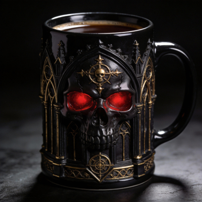 Mystic Arcane Skull Gothic Cathedral Architecture Coffee Mug