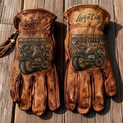 Vintage Style Pattern Motorcycle Riding Gloves