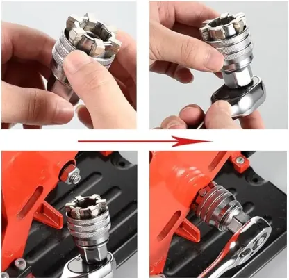 Universal Socket Professional Tool – Fits 3/8" Ratchets & Power Drills | Self-Adjusting (7mm-19mm) | The Ultimate Toolbox Slimmer for Mechanics & DIY