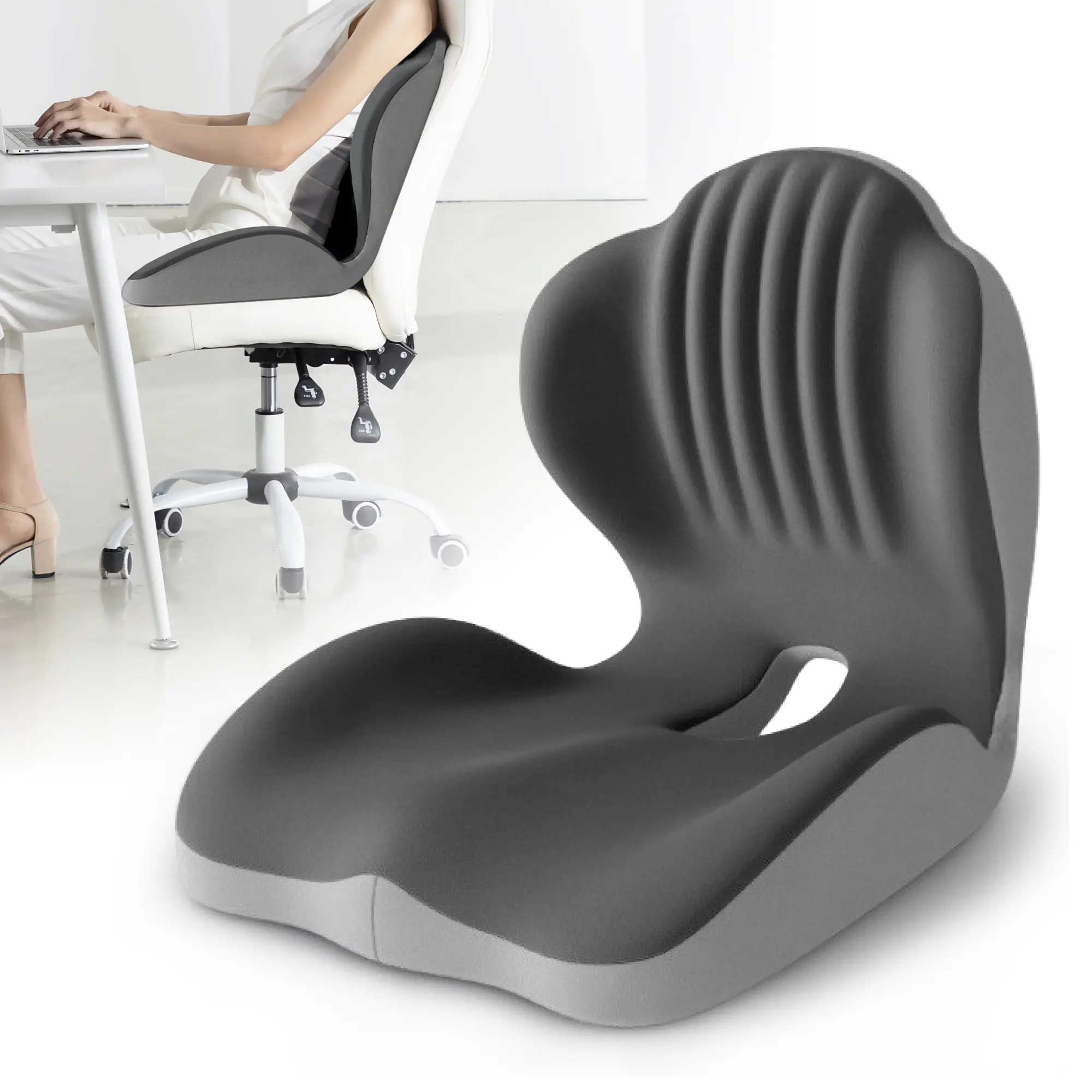 Ergonomic Memory Foam Seat Cushion with Lumbar & Back Support, Relieves Back Pain, Reduces Pressure, Ideal for Office Chairs, Stools, and Car Seats, Perfect Gift for Parents & Friends, The Most Thoughtful Gift