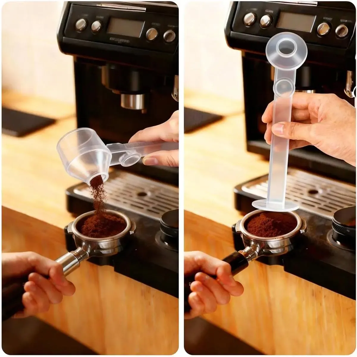 Scoop Funnel Coffee Dosing Spoon-Precise 2Tbsp PCTG BPA-Free,51mm Tamper Kit,Fits Keurig K-Cup & Powder Formula Dispenser (Upgraded Combo Transparent,2Models AB)