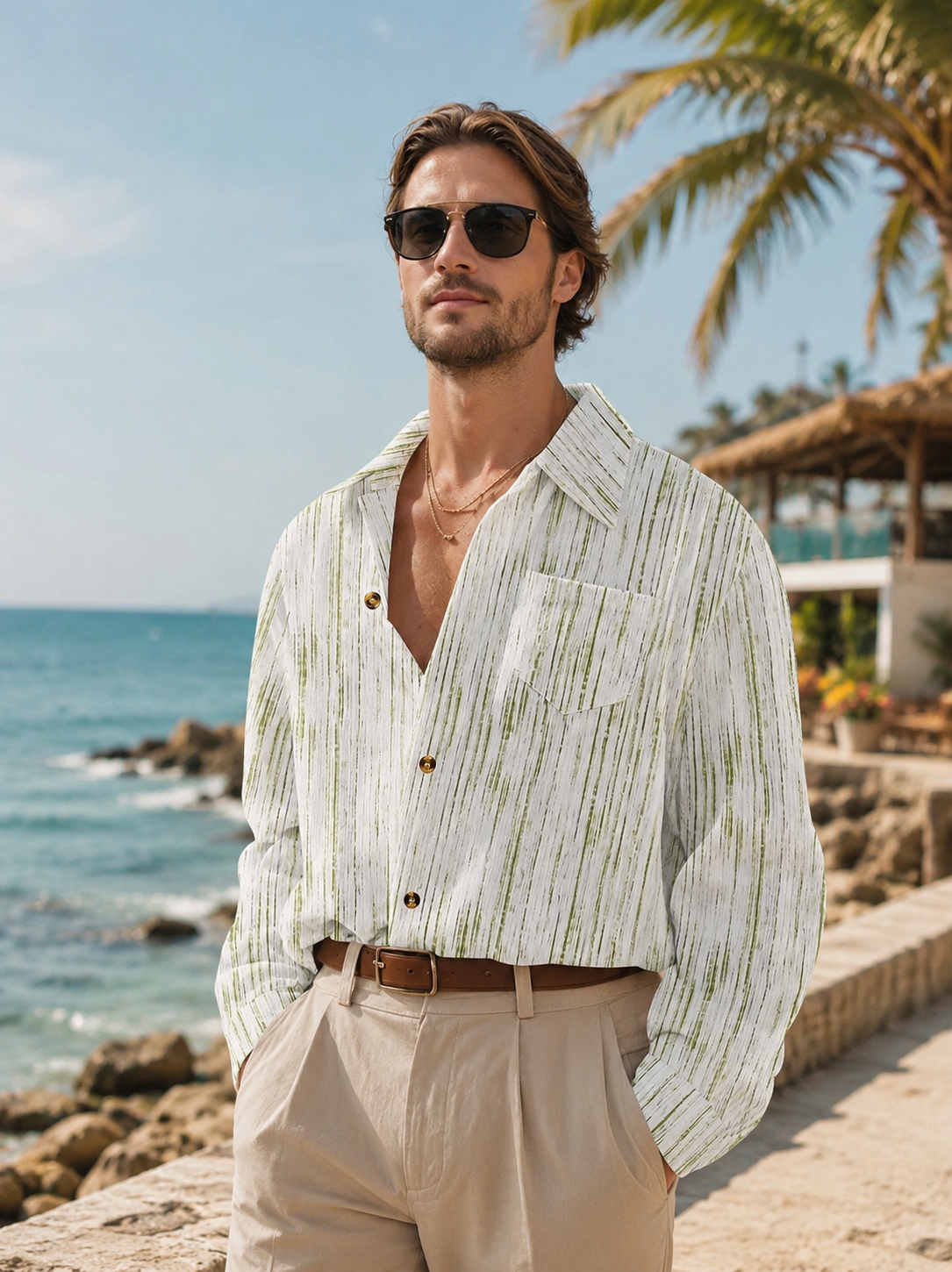 Relaxed Fit Stripe Corduroy Shirt