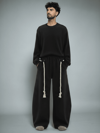 Black Urban Knot Barrel Fit Trackpants