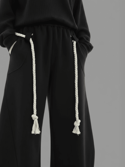 Black Urban Knot Barrel Fit Trackpants