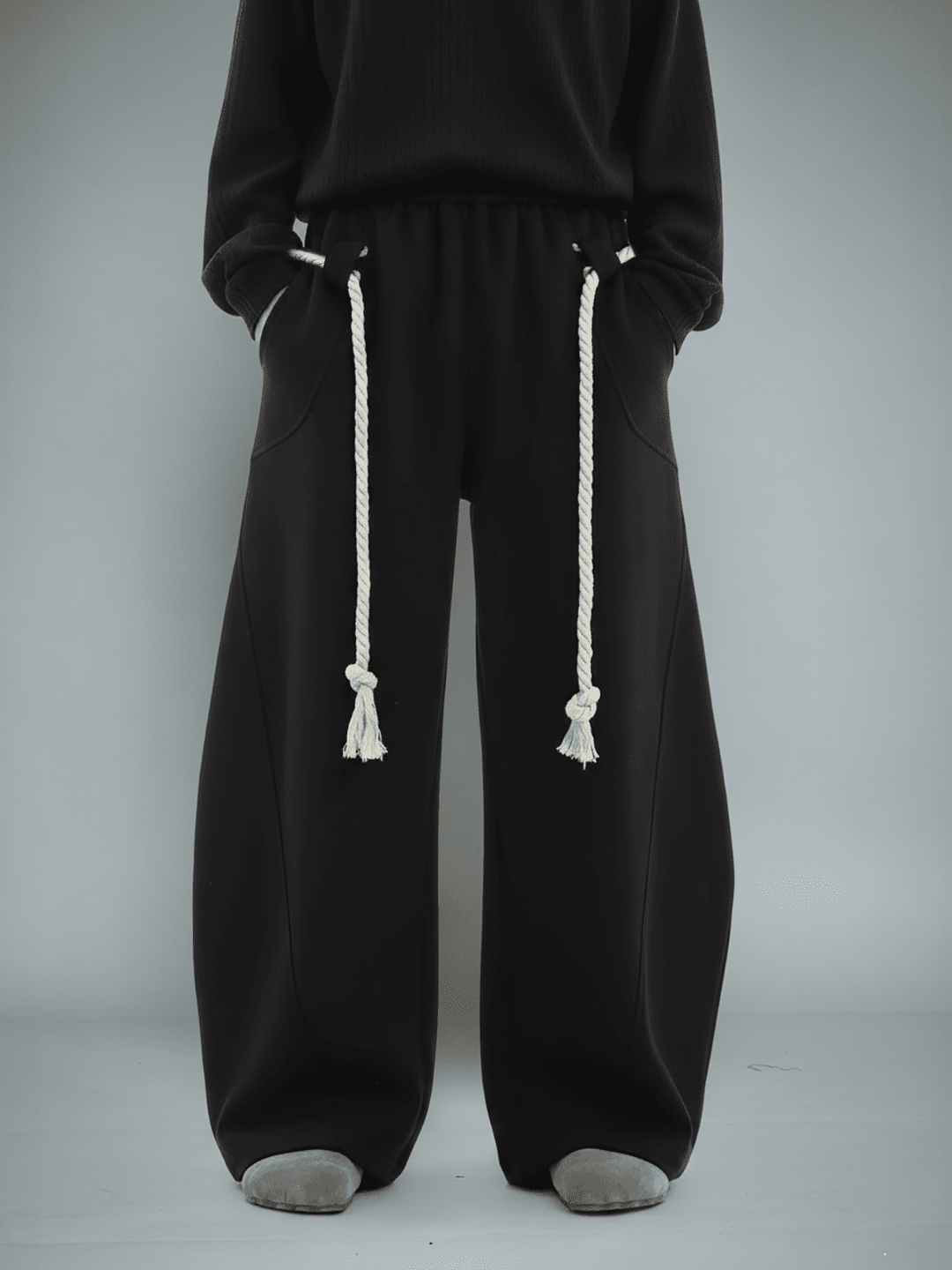 Black Urban Knot Barrel Fit Trackpants