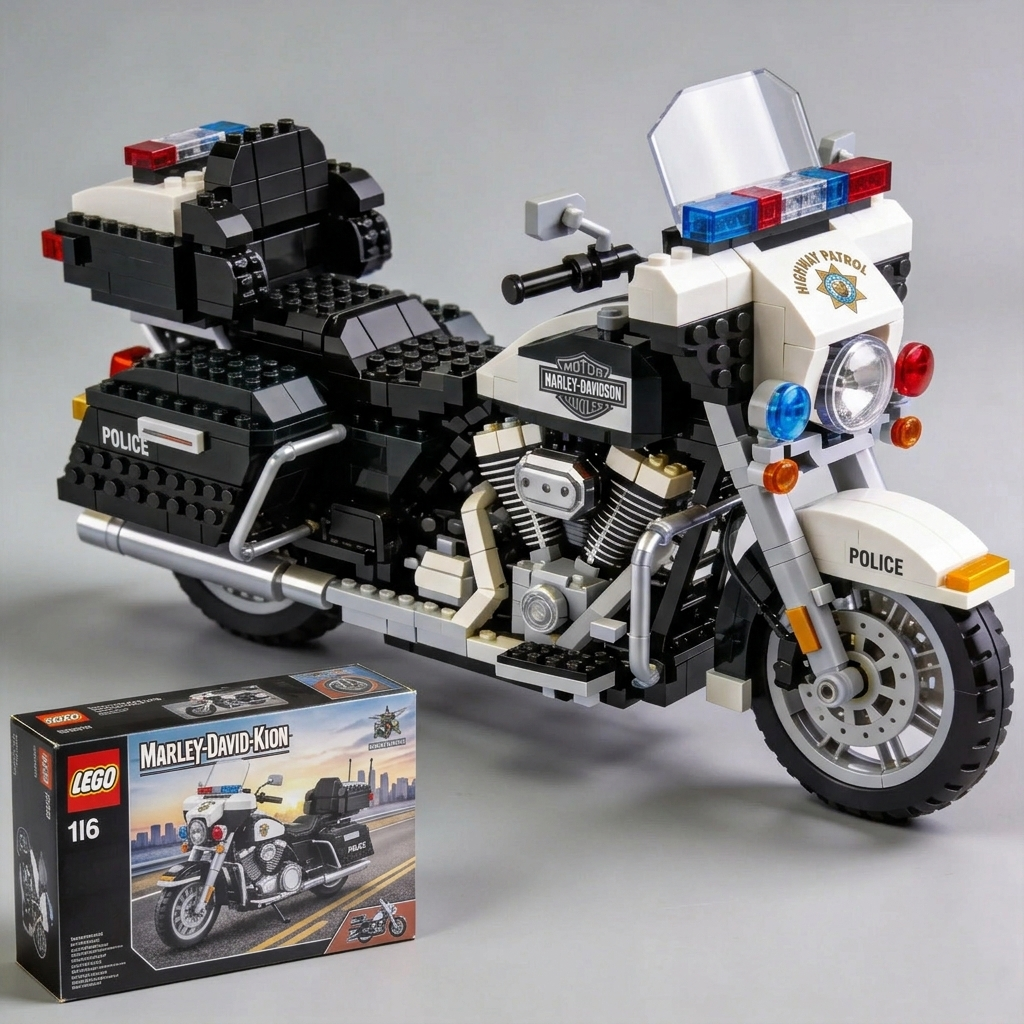 Adult Harley-Davidson motorcycle building blocks