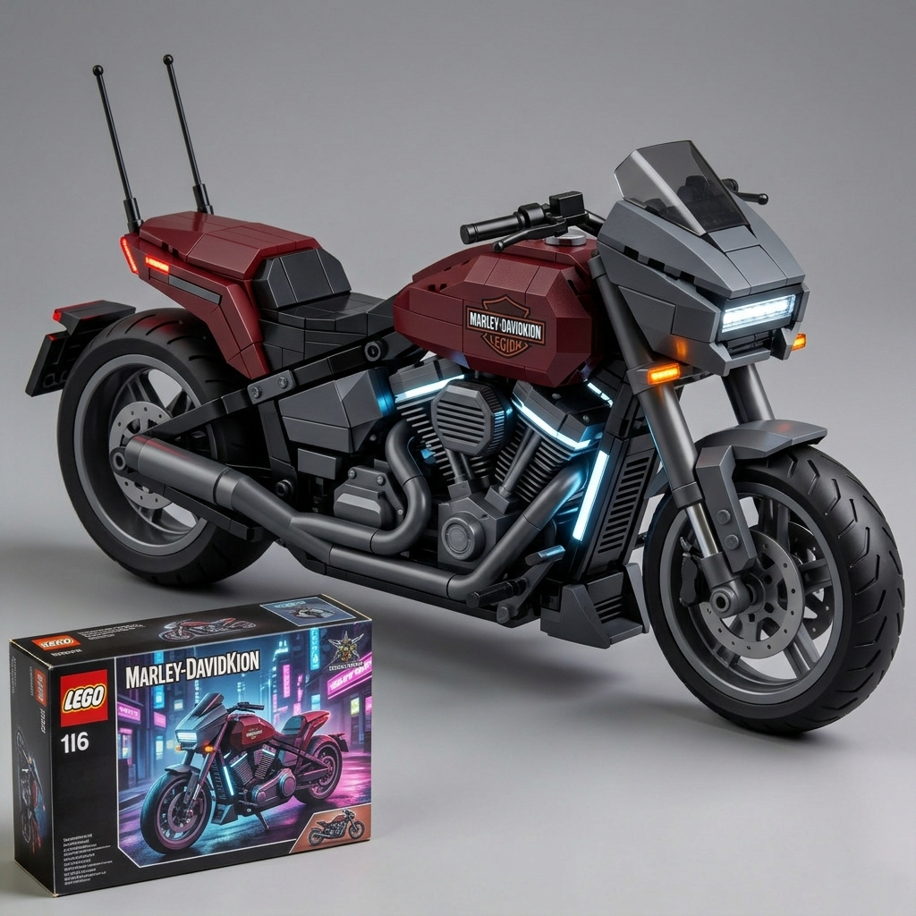 Adult Harley-Davidson motorcycle building blocks