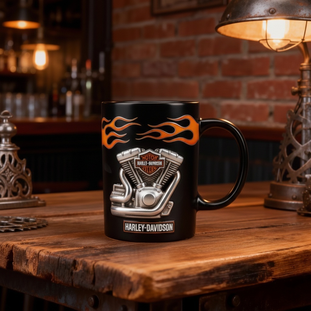 Retro 3D Cruiser Motorcycle Ceramic Coffee Mug