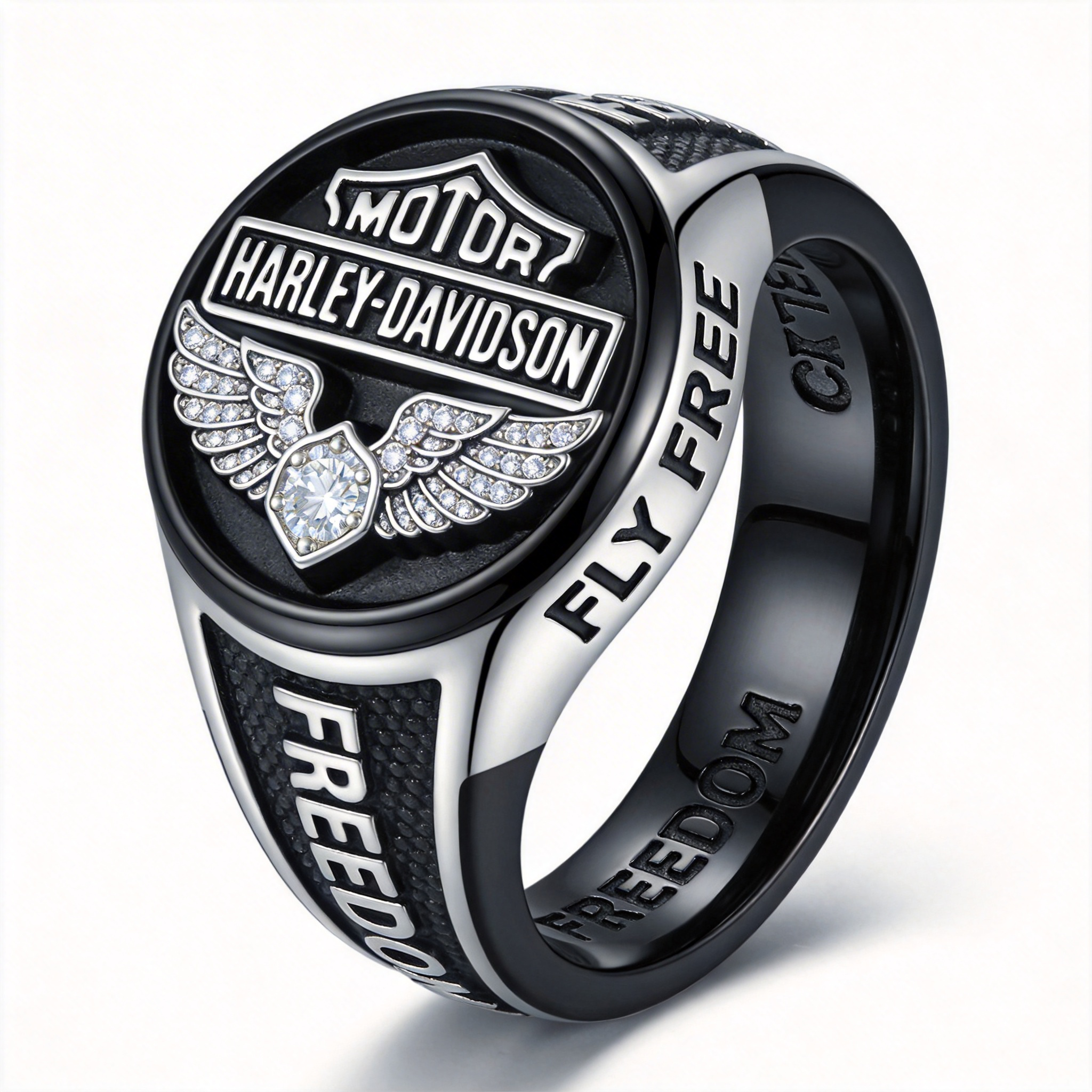 Minimalist Harley-Davidson Logo Embossed Ring