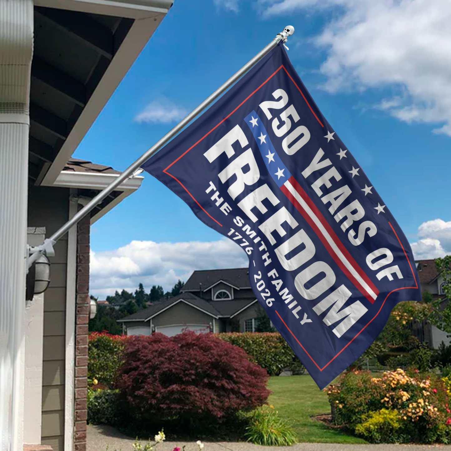 Custom Family Name 250 Years Of Freedom 1776-2026 4th Of July Double-Sided Flag 