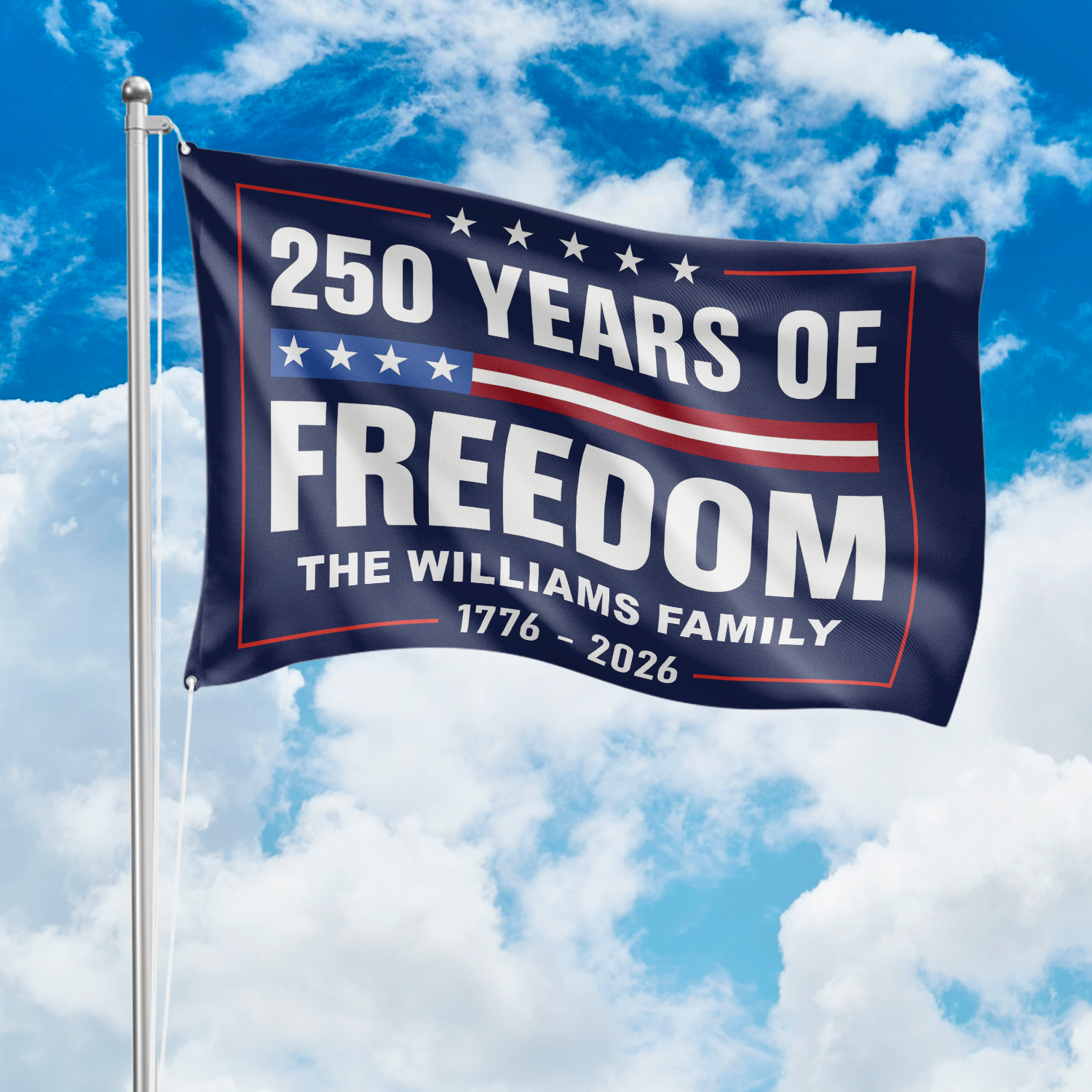 Custom Family Name 250 Years Of Freedom 1776-2026 4th Of July Double-Sided Flag 