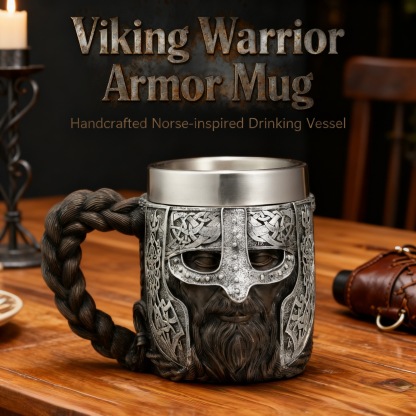 Medieval Viking Warrior Helmet Beer Mug – Large Capacity Metal Tankard