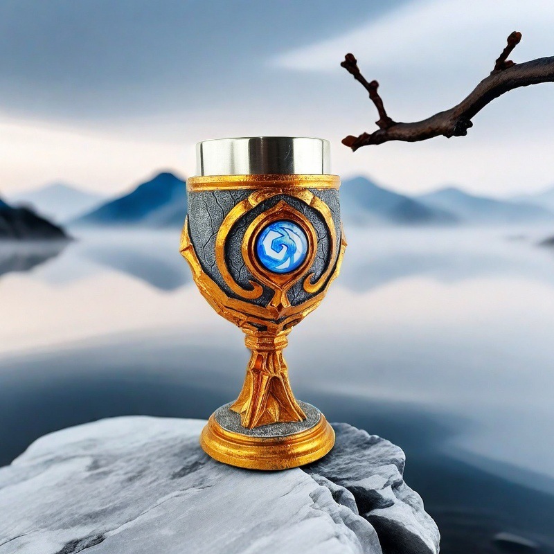 Original Hearthstone Goblet – 3D Resin with Stainless Steel Liner, Wine Glass