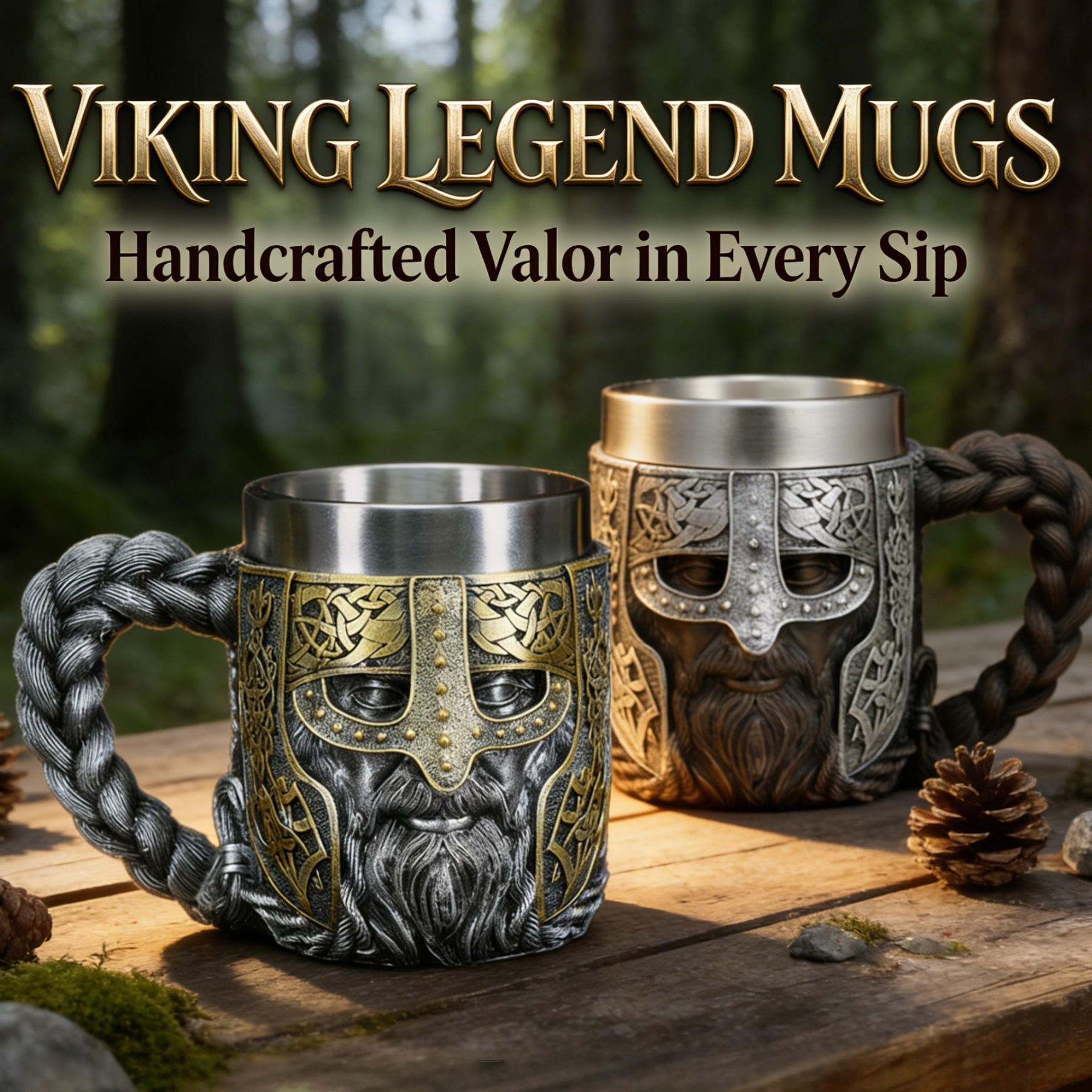 Medieval Viking Warrior Helmet Beer Mug – Large Capacity Metal Tankard