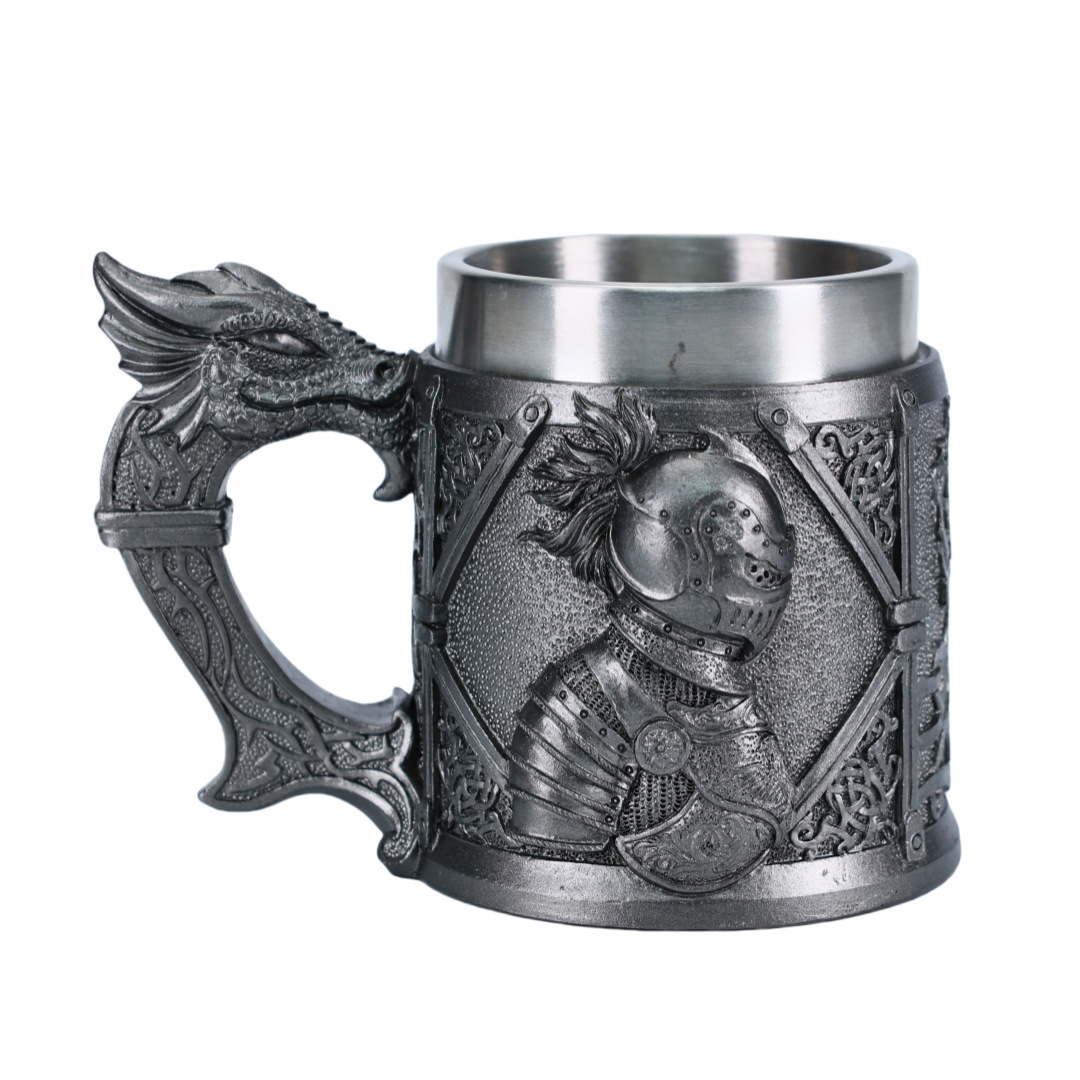 Medieval Knight Beer Mug – Vintage Warrior & Dragon Tankard