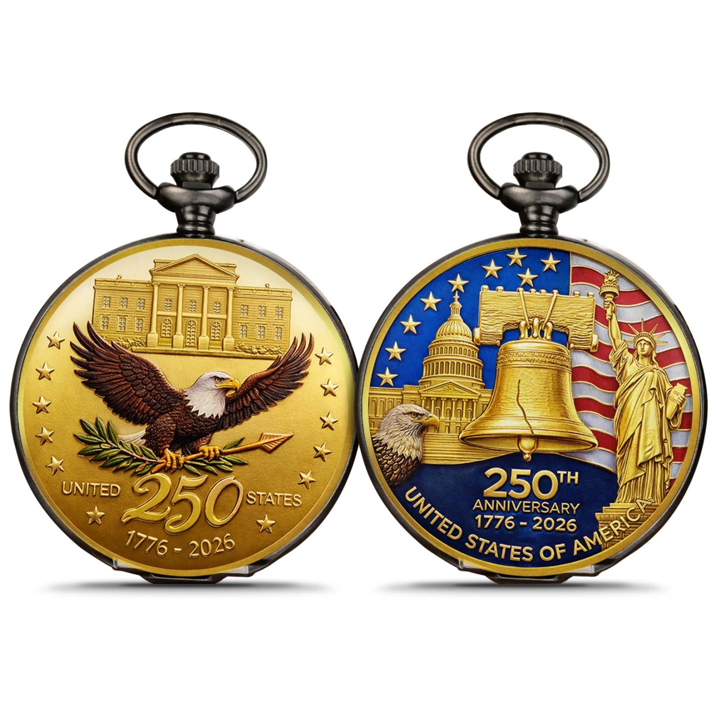 250 Years Anniversary 1776–2026 Pocket Watch, Patriotic 4th of July Pocket Watch 