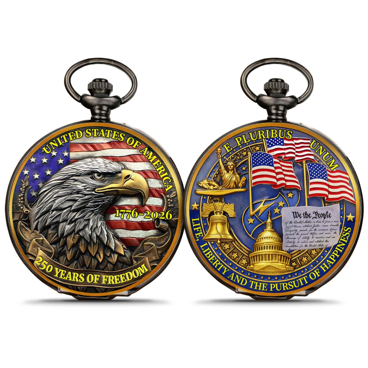 USA 250 Years Anniversary Commemorative Pocket Watch, 250 Years of Freedom 1776–2026 Pocket Watch 