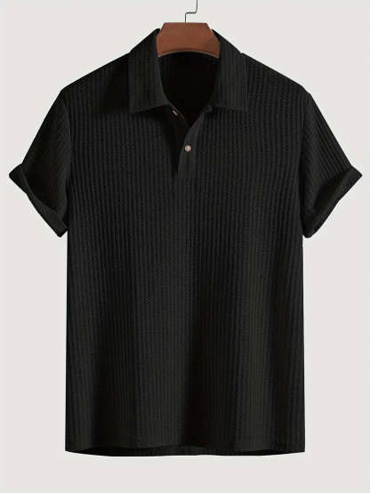 Men's solid color pique knit polo shirt