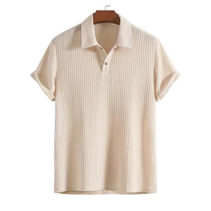 Men's solid color pique knit polo shirt